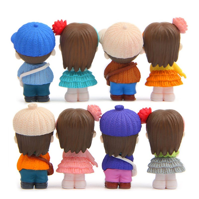 QTFHR Boy and Girl Statue Kawaii Boy and Girl Doll Set Toy, Garden Cake Decoration Top Hat, Birthday Gift, (1 Set/8 Pieces) - Image 4